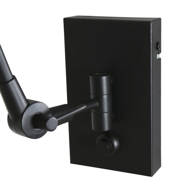 Steinhauer Prestige Chic wandlamp - kap ⌀30 cm taps - tot 105 cm diep - dimmer op het product - E27 - zwart en wit linnen - Image 11