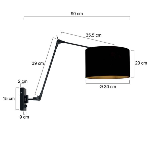 Steinhauer Prestige chic wandlamp – E27 (grote fitting) – Zwart - Image 5