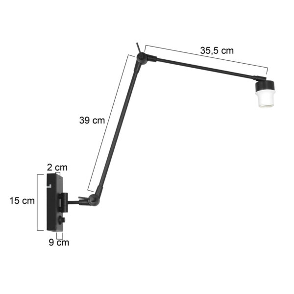 Steinhauer Gramineus wandlamp - losse armatuur - verstelbaar - E27 - zwart - Image 5