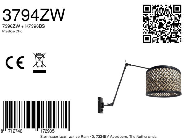 Steinhauer Prestige chic wandlamp – E27 (grote fitting) – Zwart - Image 6