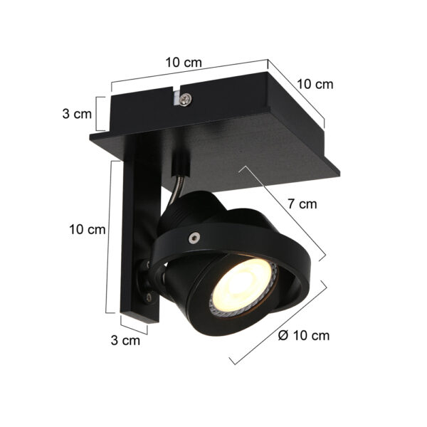 Steinhauer West Point spot - opbouw spot - draai- en kantelbaar - incl. LED - zwart - Image 4