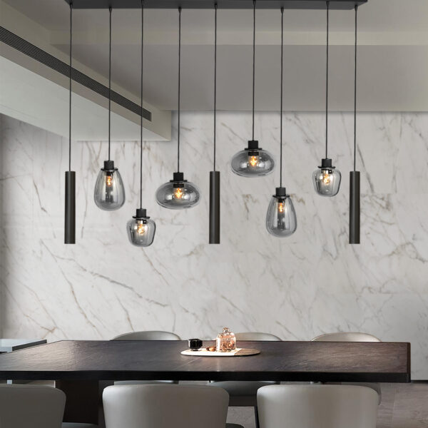Steinhauer Reflexion hanglamp – In hoogte verstelbaar – E27 + GU10 – smokeglas en zwart - Image 2