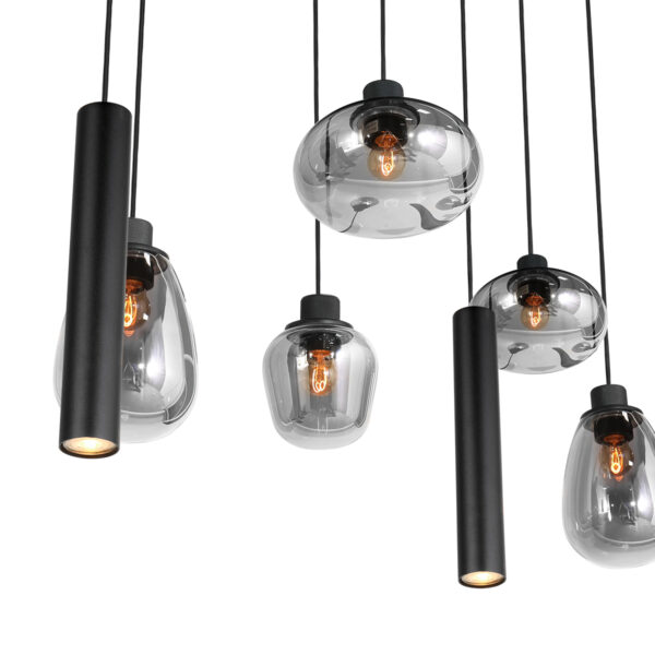 Steinhauer Reflexion hanglamp – In hoogte verstelbaar – E27 + GU10 – smokeglas en zwart - Image 5