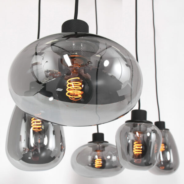 Steinhauer Reflexion hanglamp - eettafellamp - drielichts - rookglas - verstelbaar in hoogte - zwart - Image 13