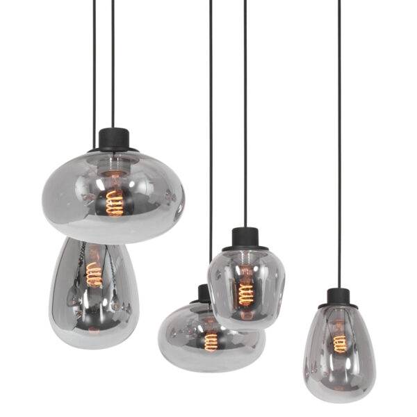 Steinhauer Reflexion hanglamp - eettafellamp - drielichts - rookglas - verstelbaar in hoogte - zwart - Image 17