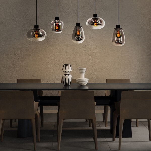 Steinhauer Reflexion hanglamp - eettafellamp - drielichts - rookglas - verstelbaar in hoogte - zwart - Image 3