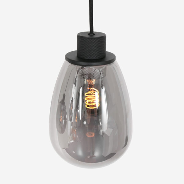 Steinhauer Reflexion hanglamp - eettafellamp - drielichts - rookglas - verstelbaar in hoogte - zwart - Image 4