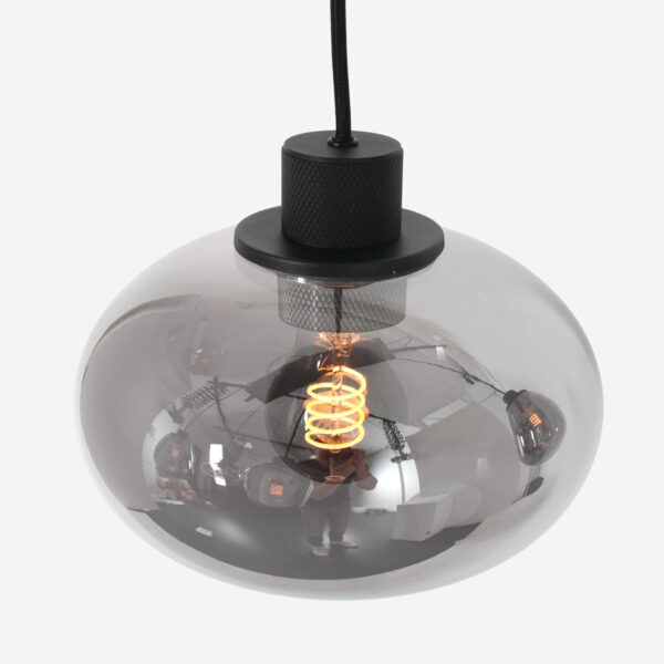 Steinhauer Reflexion hanglamp - eettafellamp - drielichts - rookglas - verstelbaar in hoogte - zwart - Image 5