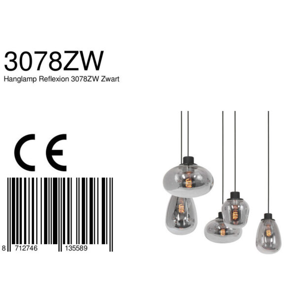 Steinhauer Reflexion hanglamp - eettafellamp - drielichts - rookglas - verstelbaar in hoogte - zwart - Image 9