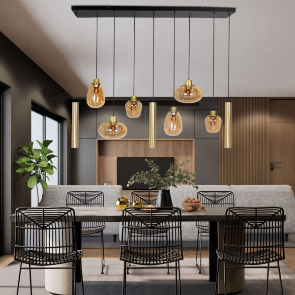 Steinhauer Reflexion hanglamp – In hoogte verstelbaar – E27 + GU10 – messing en zwart - Image 3