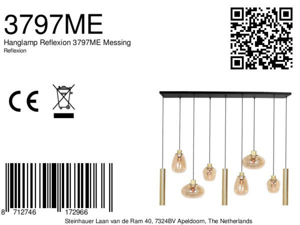 Steinhauer Reflexion hanglamp – In hoogte verstelbaar – E27 + GU10 – messing en zwart - Image 8