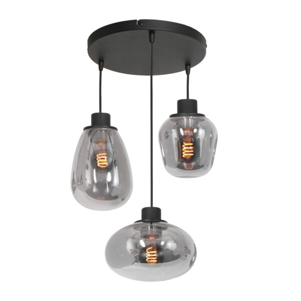 Steinhauer Reflexion hanglamp - vide lamp - drielichts - rookglas - verstelbaar in hoogte - zwart - Image 17