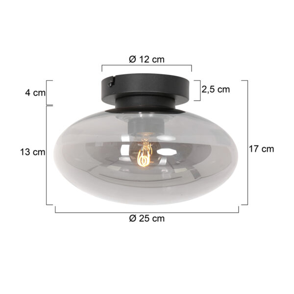 Steinhauer Reflexion plafondlamp – ø 25 cm – E27 (grote fitting) – zwart - Image 6