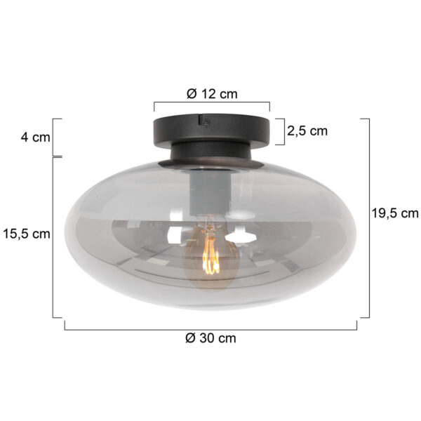 Steinhauer Reflexion plafondlamp – ø 30 cm – E27 (grote fitting) – zwart - Image 5