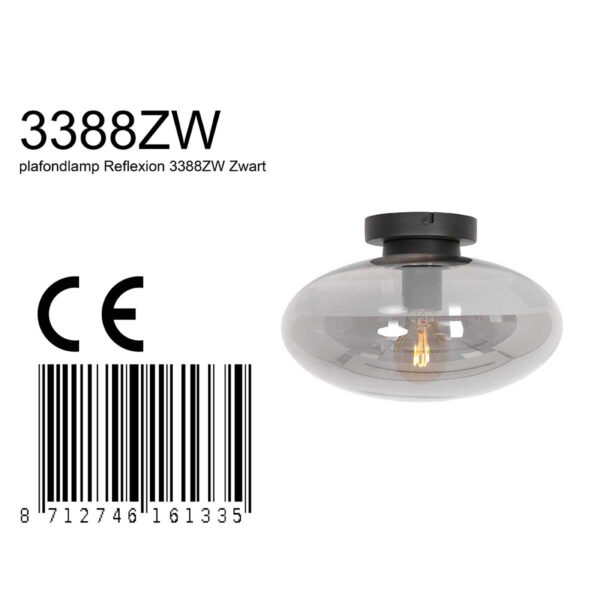 Steinhauer Reflexion plafondlamp – ø 30 cm – E27 (grote fitting) – zwart - Image 6