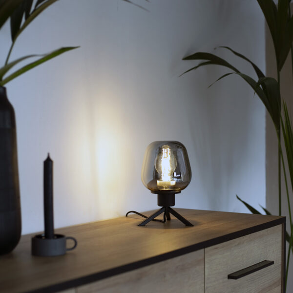Steinhauer Reflexion tafellampje - 23cm hoog - zwart met rookglas - Image 3