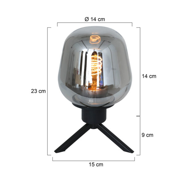 Steinhauer Reflexion tafellampje - 23cm hoog - zwart met rookglas - Image 7
