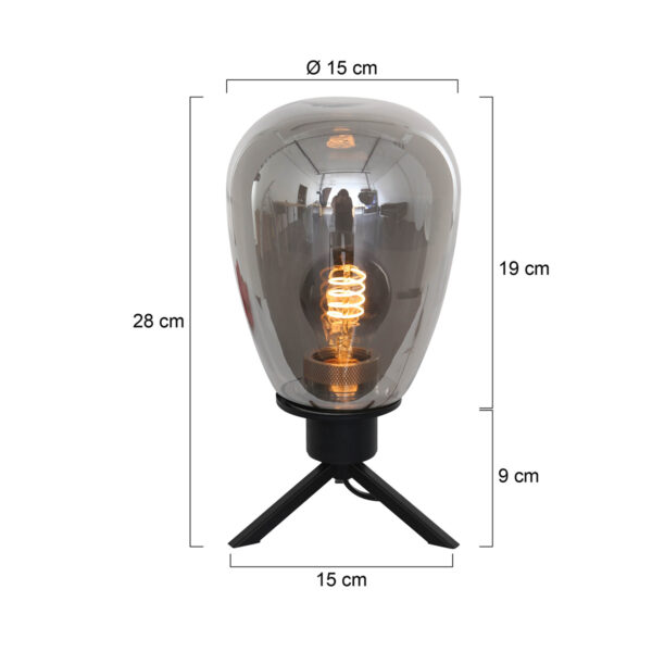 Steinhauer Reflexion tafellampje - 28cm hoog - zwart met rookglas - Image 7