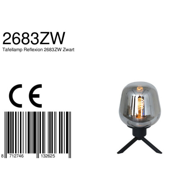 Steinhauer Reflexion tafellampje - 23cm hoog - zwart met rookglas - Image 8