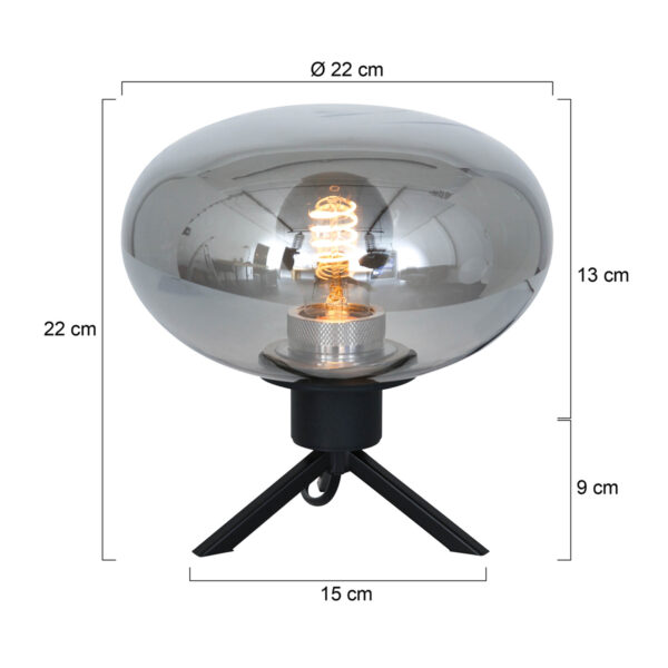Steinhauer Reflexion tafellampje - Ø 22 cm - zwart met rookglas - Afbeelding 7