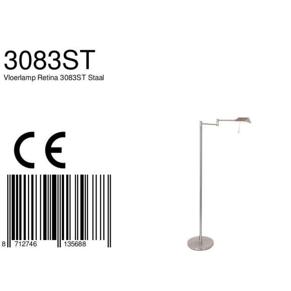Steinhauer Retina vloerlamp - dimbaar - ingebouwd LED - 2200-3000K - 1000L - 10W - staal - Image 7