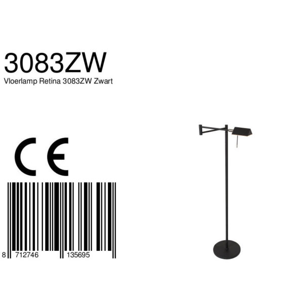 Steinhauer Retina vloerlamp - dimbaar - ingebouwd LED - 2200-3000K - 1000L - 10W - zwart - Image 6