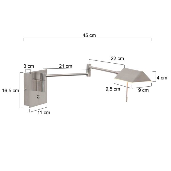 Steinhauer Retina wandlamp – Draai- en/of kantelbaar – Ingebouwd (LED) – staal - Image 5