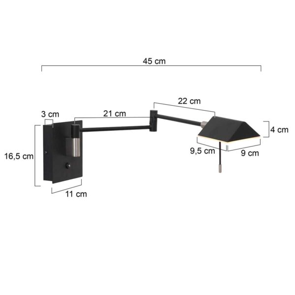 Steinhauer Retina wandlamp – Draai- en/of kantelbaar – Ingebouwd (LED) – zwart - Image 5