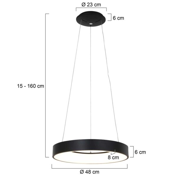 Steinhauer Ringlede hanglamp - ring - ingebouwd LED - ⌀48 cm - zwart - Image 7