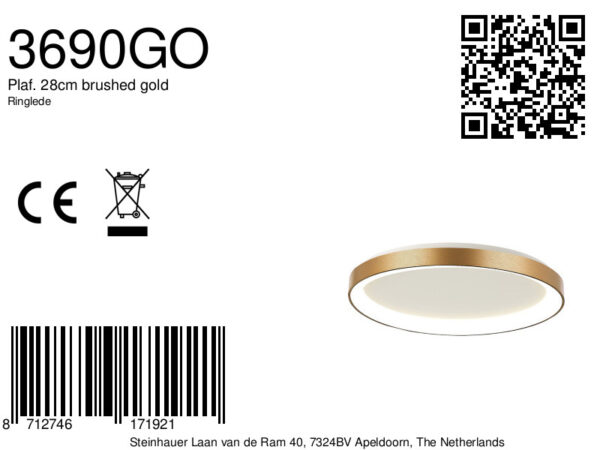 Steinhauer Ringlede plafonnieres –– goud en wit - Image 6