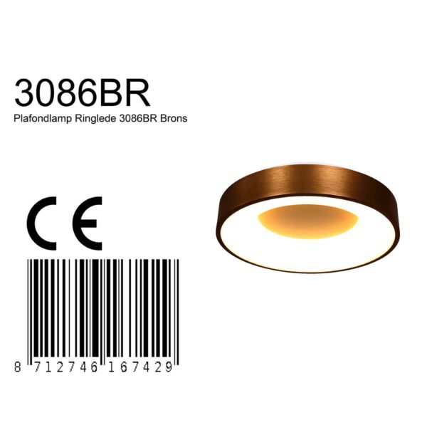 Steinhauer Ringlede plafondlamp – ø 30 cm – Ingebouwd (LED) – brons en wit - Image 6