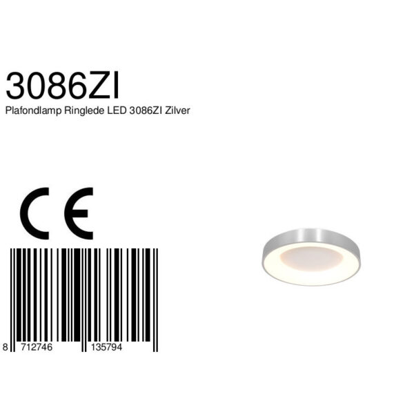 Steinhauer Ringlede plafondlamp - rond - ingebouwd LED - Ø 30 cm - 2700K - zilver - Image 8