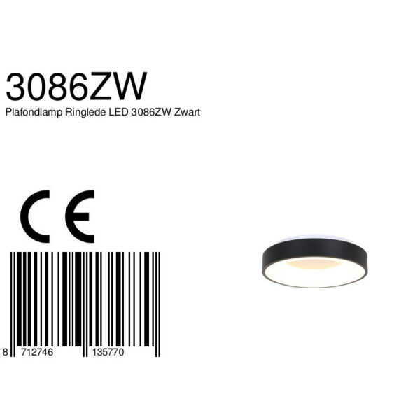 Steinhauer Ringlede plafondlamp - rond - ingebouwd LED - Ø 30 cm - 2700K - zwart - Image 7