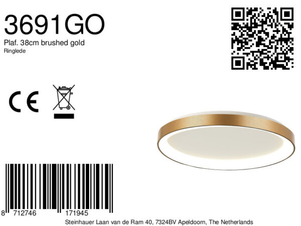 Steinhauer Ringlede plafonnieres –– goud en wit - Image 6