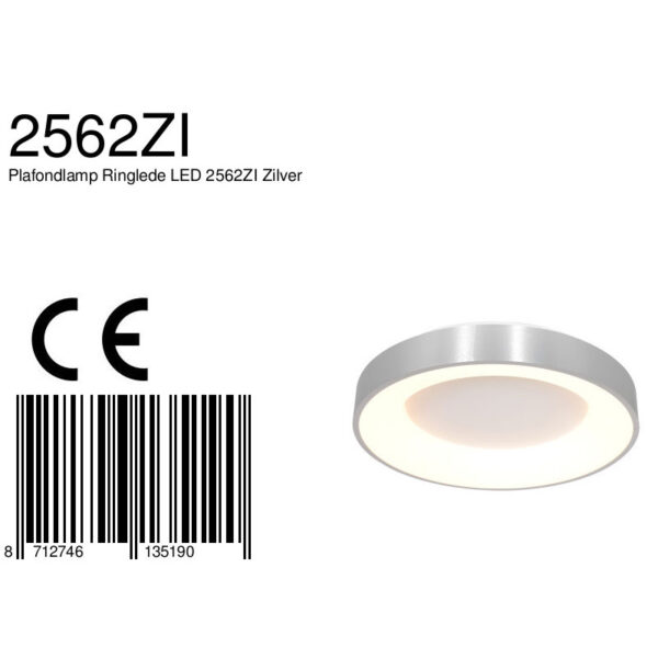 Steinhauer Ringlede plafondlamp - ingebouwd LED - Ø38 cm - Metaal en kunststof - zilver - Image 8