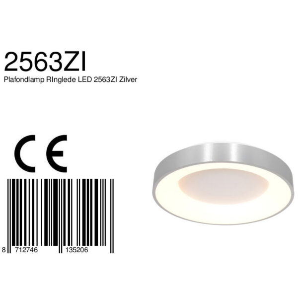 Steinhauer Ringlede plafondlamp - ingebouwd LED - Ø48 cm - Metaal en kunststof - zilver - Image 7