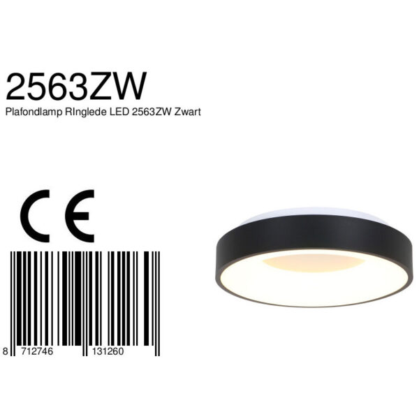 Steinhauer Ceiling and Wall moderne plafondlamp groot - Ø 48 cm - ingebouwd LED - 2800K - zwart - Image 8