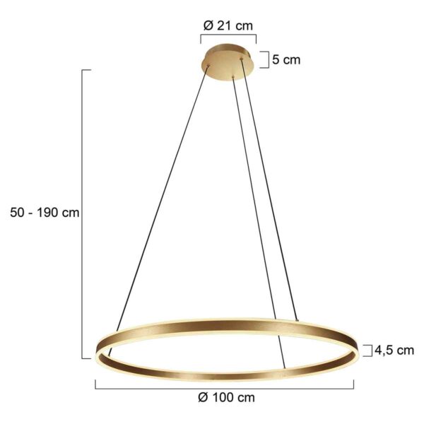 Steinhauer Ringlux hanglamp – ø 100 cm – In hoogte verstelbaar – Ingebouwd (LED) – goud - Image 6