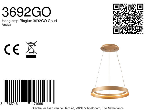 Steinhauer Ringlux hanglamp –– goud - Image 7