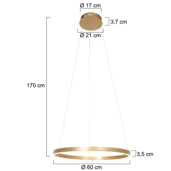 Steinhauer Ringlux hanglamp – ø 60 cm – In hoogte verstelbaar – Ingebouwd (LED) – goud - Image 6