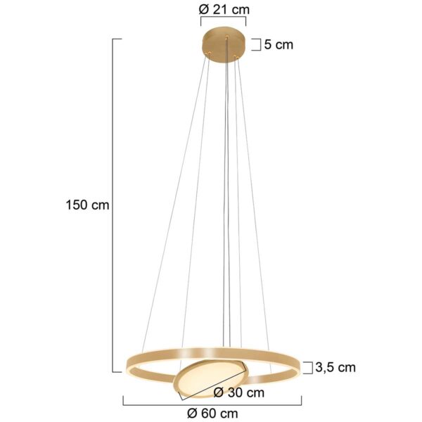 Steinhauer Ringlux hanglamp – ø 60 cm – In hoogte verstelbaar – Ingebouwd (LED) – goud - Image 7