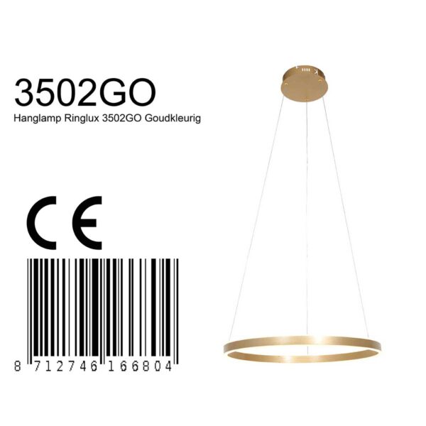 Steinhauer Ringlux hanglamp – ø 60 cm – In hoogte verstelbaar – Ingebouwd (LED) – goud - Image 7