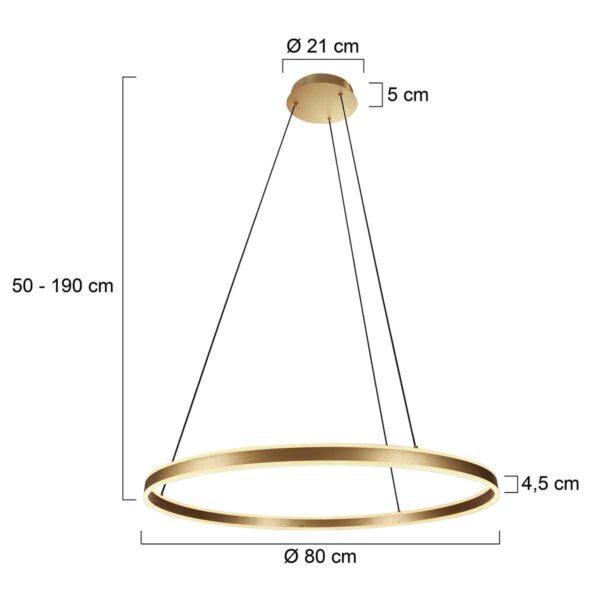 Steinhauer Ringlux hanglamp – ø 80 cm – In hoogte verstelbaar – Ingebouwd (LED) – goud - Image 7