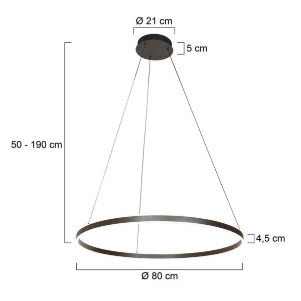 Steinhauer Ringlux hanglamp – ø 80 cm – In hoogte verstelbaar – Ingebouwd (LED) – zwart - Image 6