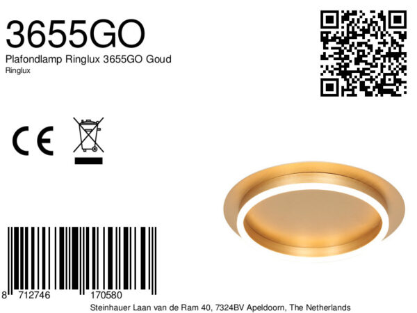 Steinhauer Ringlux plafonnieres – ø 32 cm – Ingebouwd (LED) – goud - Image 7
