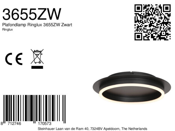 Steinhauer Ringlux plafonnieres – ø 32 cm – Ingebouwd (LED) – zwart - Image 7