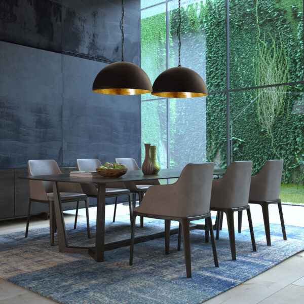 Steinhauer Semicirkel hanglamp - tweelichts - E27 - Ø35 cm - 115 cm breed - zwart met goud - Image 2