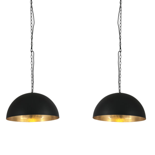 Steinhauer Semicirkel hanglamp - tweelichts - E27 - Ø35 cm - 115 cm breed - zwart met goud - Image 13