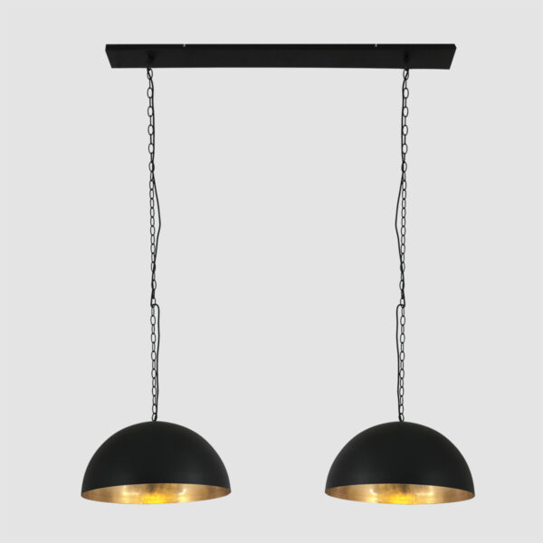 Steinhauer Semicirkel hanglamp - tweelichts - E27 - Ø35 cm - 115 cm breed - zwart met goud - Image 14