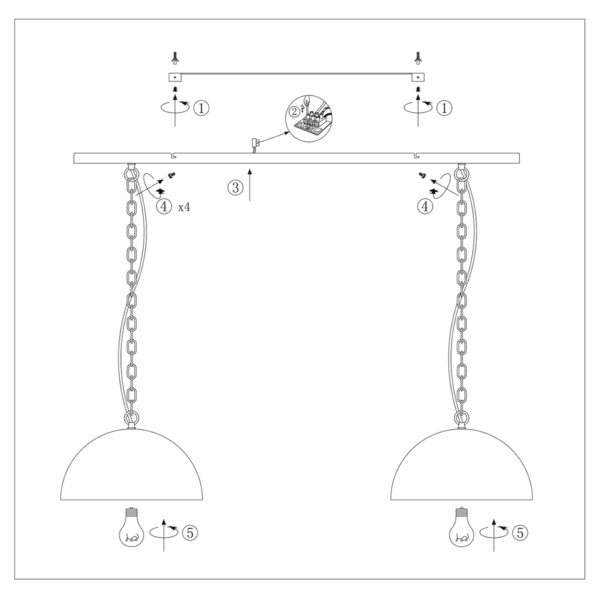 Steinhauer Semicirkel hanglamp - tweelichts - E27 - Ø35 cm - 115 cm breed - zwart met goud - Image 9